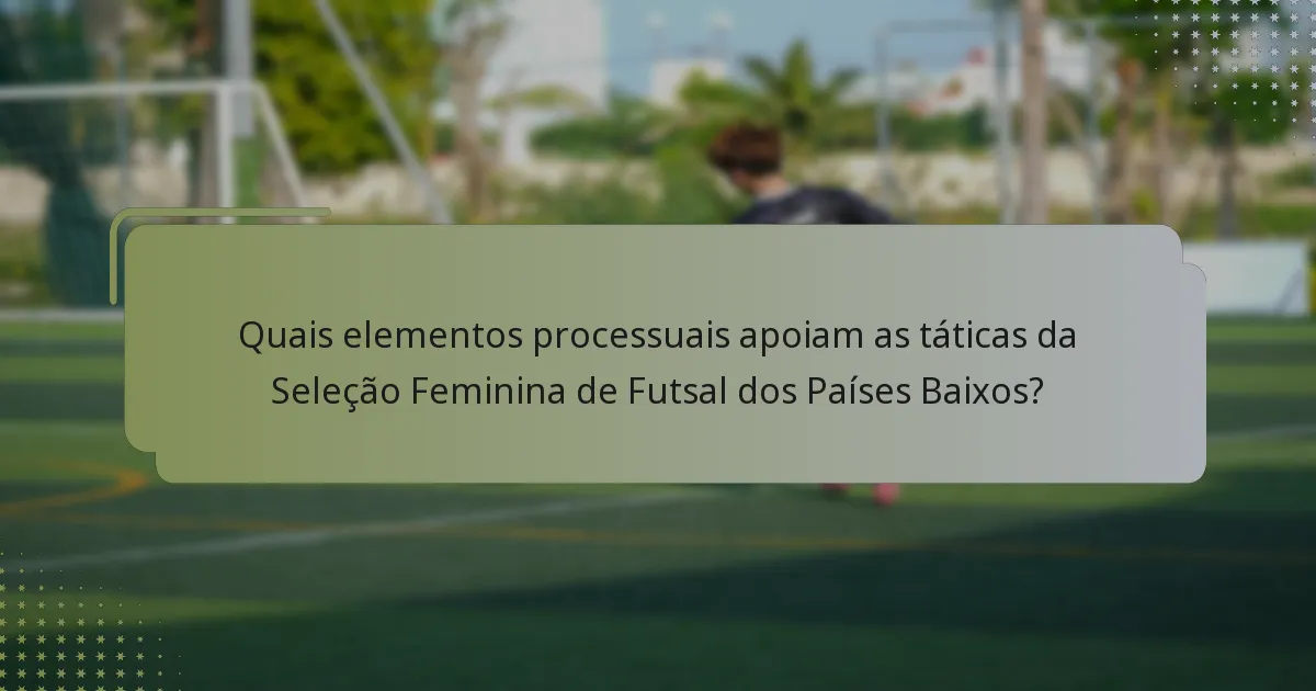 Quais elementos processuais apoiam as táticas da Seleção Feminina de Futsal dos Países Baixos?