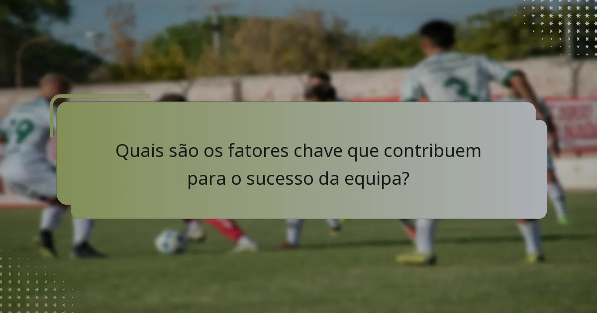 Quais são os fatores chave que contribuem para o sucesso da equipa?